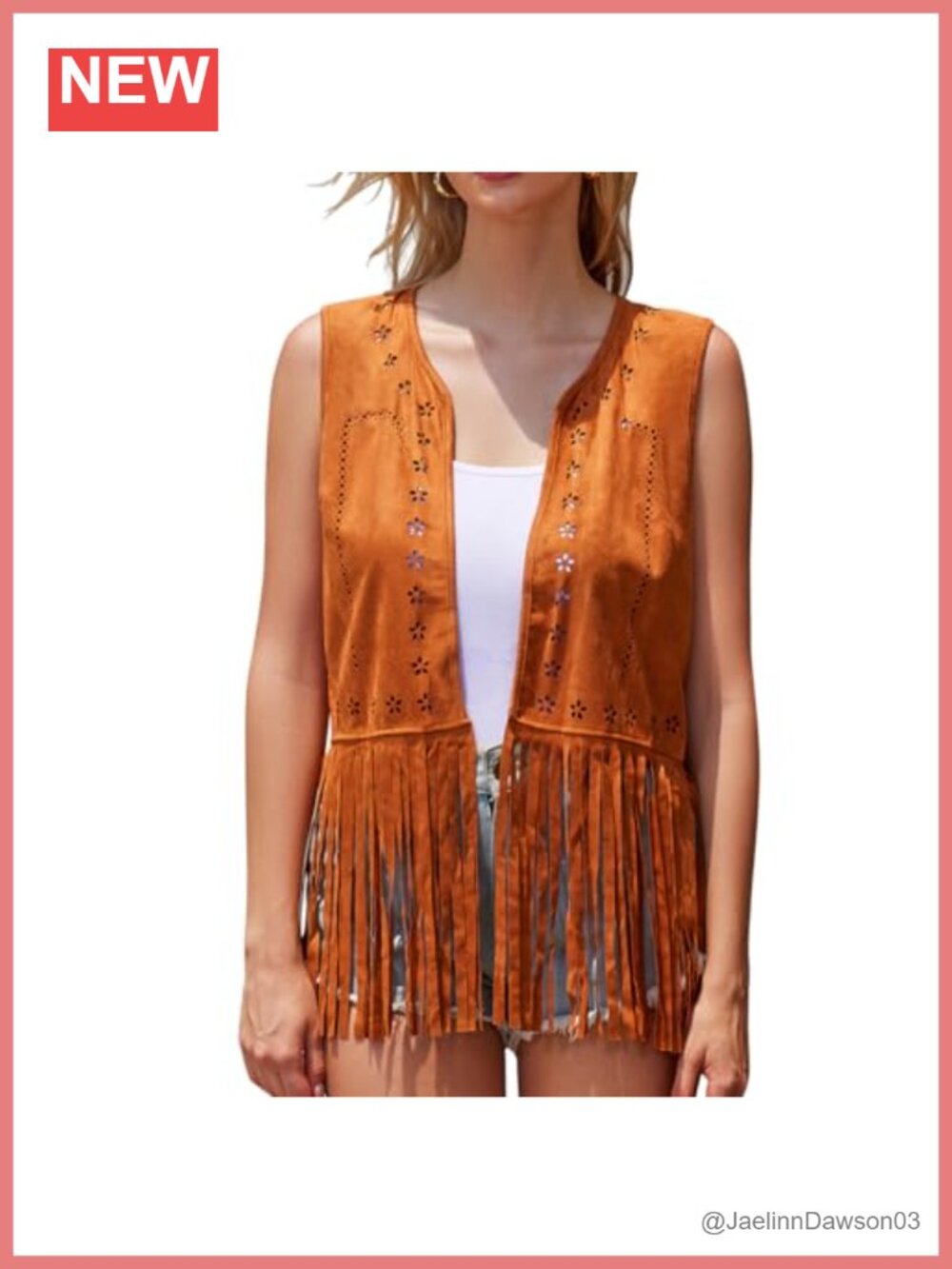 Faux Suede Fringe Vest 70s Hippie Cowgirl Western Sleeveless Tassel